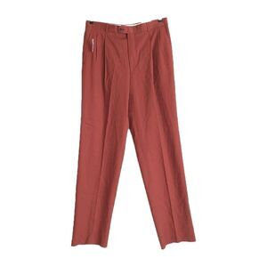 New Hickey Freeman Dress Pants Slack Mens 33 Brown Cotton Cashmere Blend Pleated